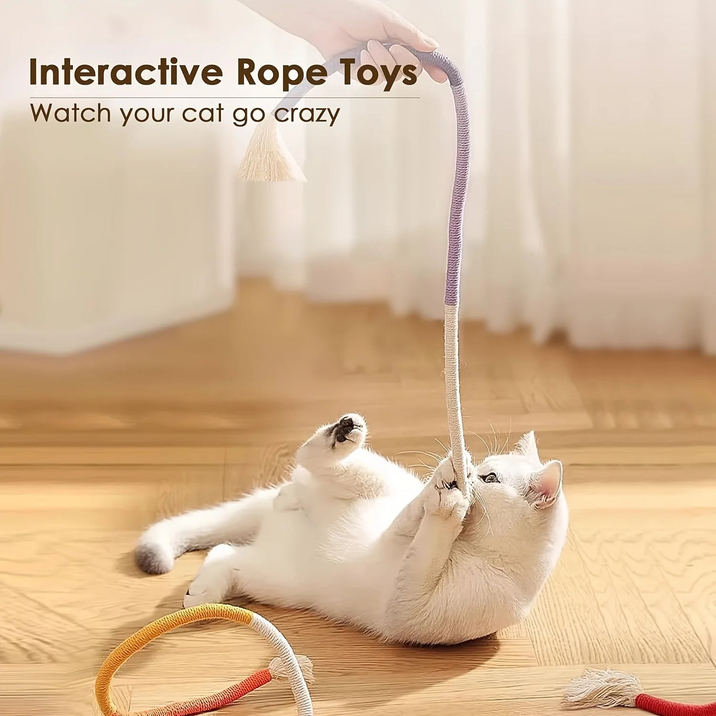 Cotton Rope Cat Toys For Indoor Cats, Interactive Cat Rope Toys With Silvervine Fruit For Cats And Kittens, Handmade Pet Chew To