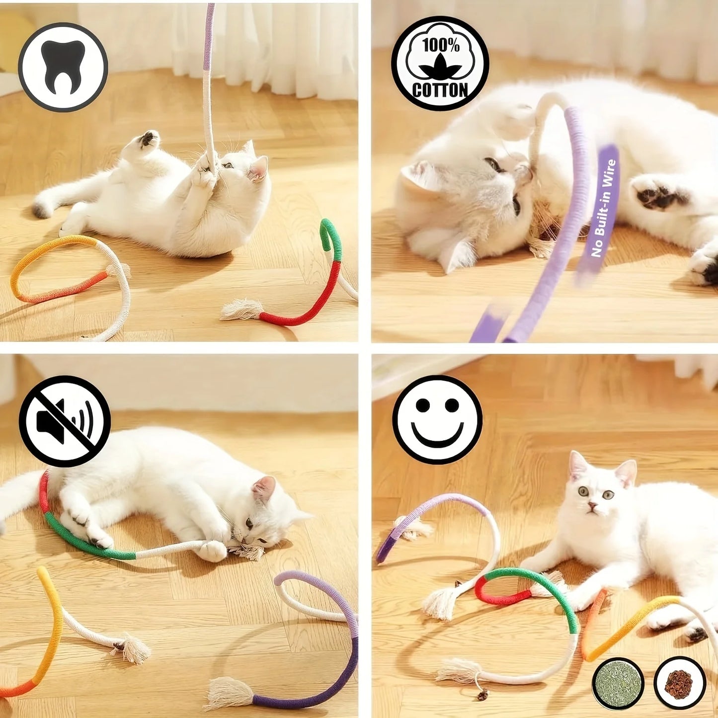 Cotton Rope Cat Toys For Indoor Cats, Interactive Cat Rope Toys With Silvervine Fruit For Cats And Kittens, Handmade Pet Chew To
