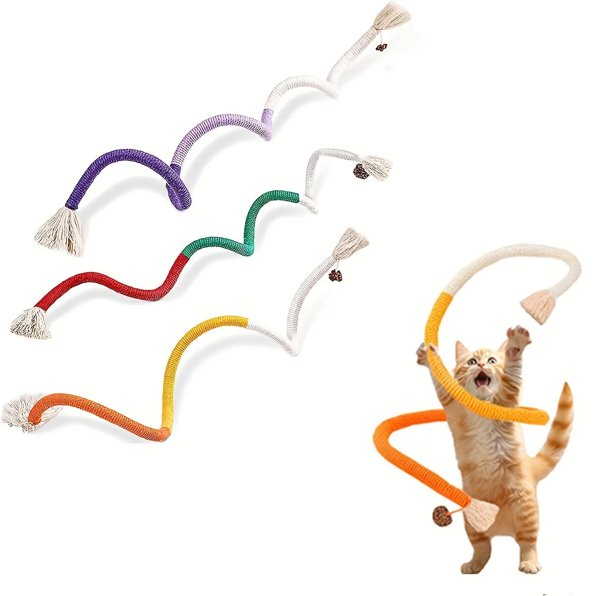 Cotton Rope Cat Toys For Indoor Cats, Interactive Cat Rope Toys With Silvervine Fruit For Cats And Kittens, Handmade Pet Chew To